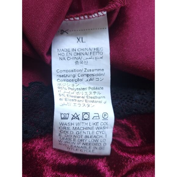 Burgundy Velvet XL Slip Dress Lace Trim Vampire Goth Whimsigoth Baddie Edgy - Picture 10 of 10